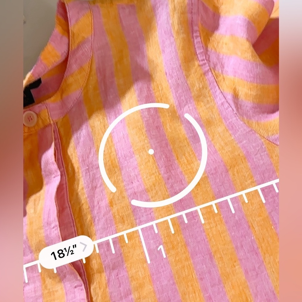 J. Crew 100% Linen Pink and Orange Striped Popover Shirt 3/4 Sleeves Size XS - Picture 11 of 13